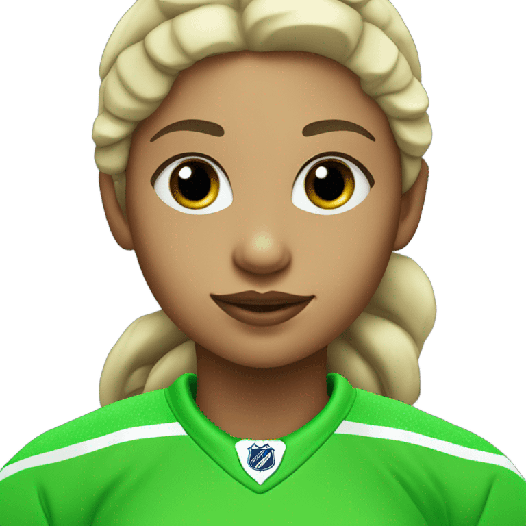 Girl ice Hockey player neon green emoji