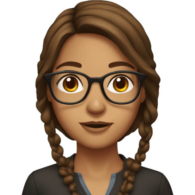 Brown Hair Curry Girl with glasses  emoji