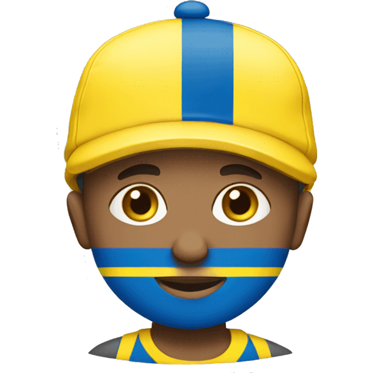 boy wearing a cap with a ukraine flag on it emoji