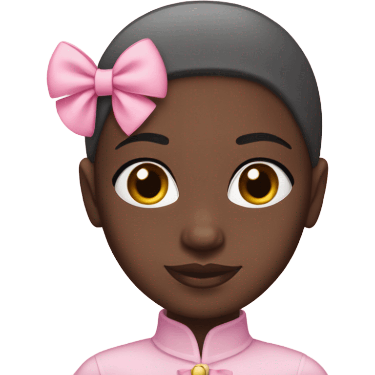 bald dark girl w pink bow emoji