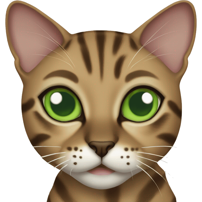 Sepia Bengal cat with Green eyes  emoji