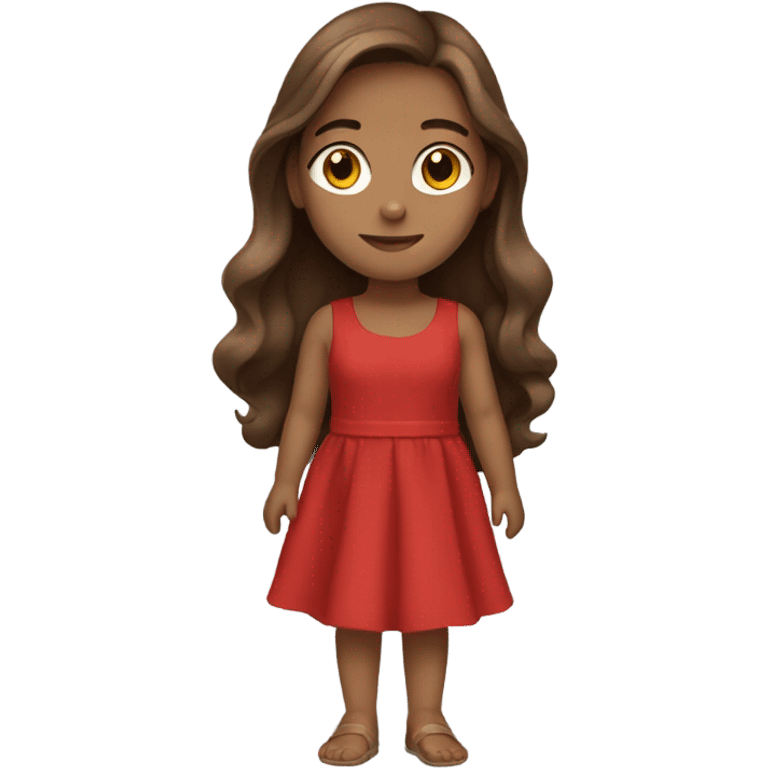 Beautiful girl, brown hair, red dress  emoji