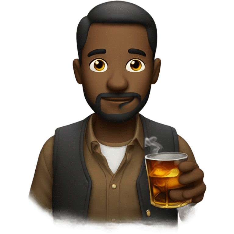 Guy smoking and drinking whiskey  emoji