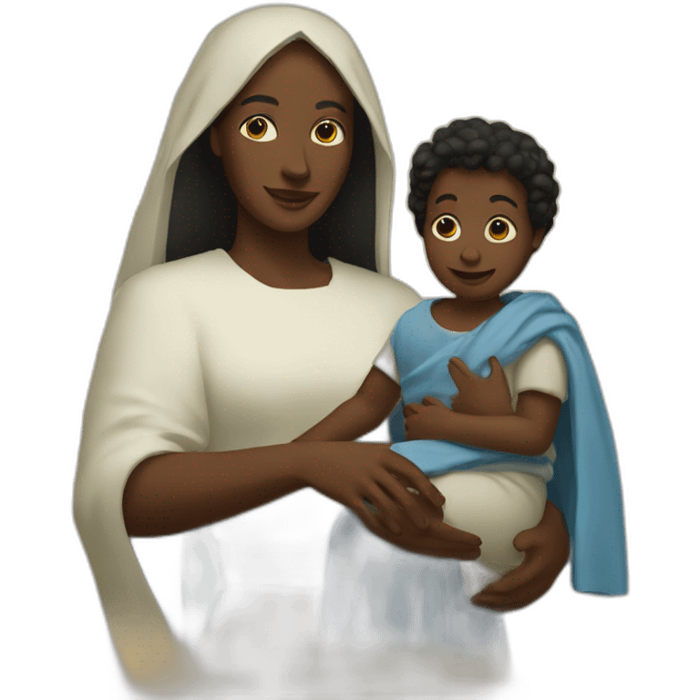 Black mary with her son jesus emoji