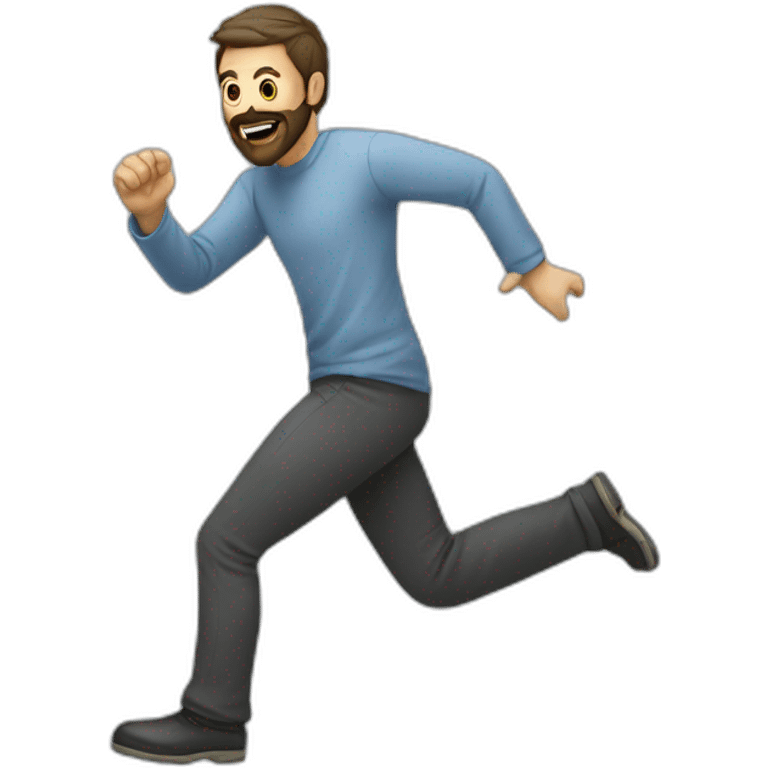 man with beard kicking virus emoji