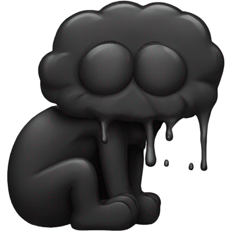 Black doodle puking emoji