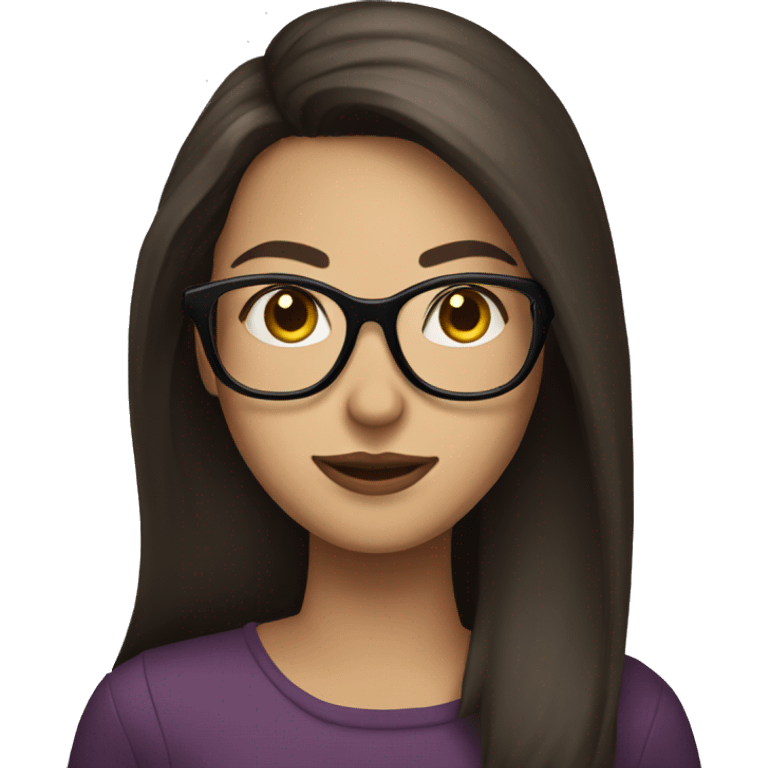 brunette with glasses and long hair with a glass of wine emoji