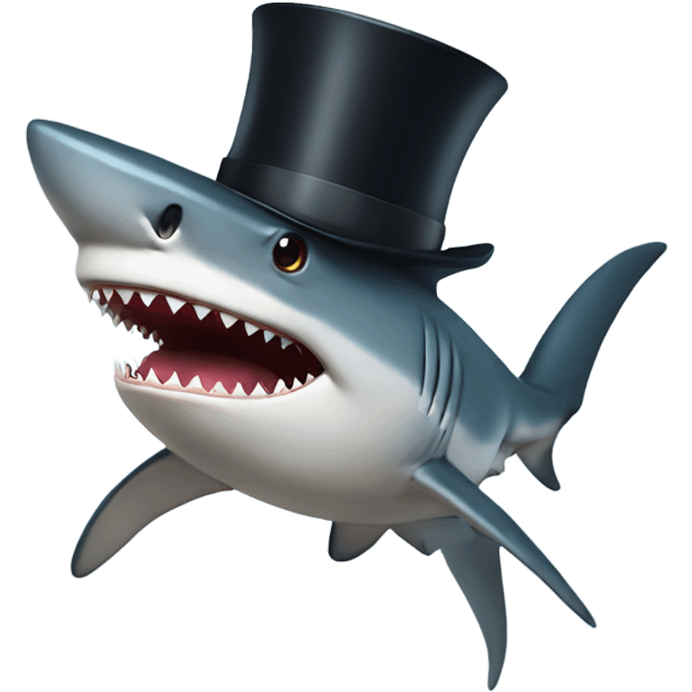 Shark with a top hat emoji