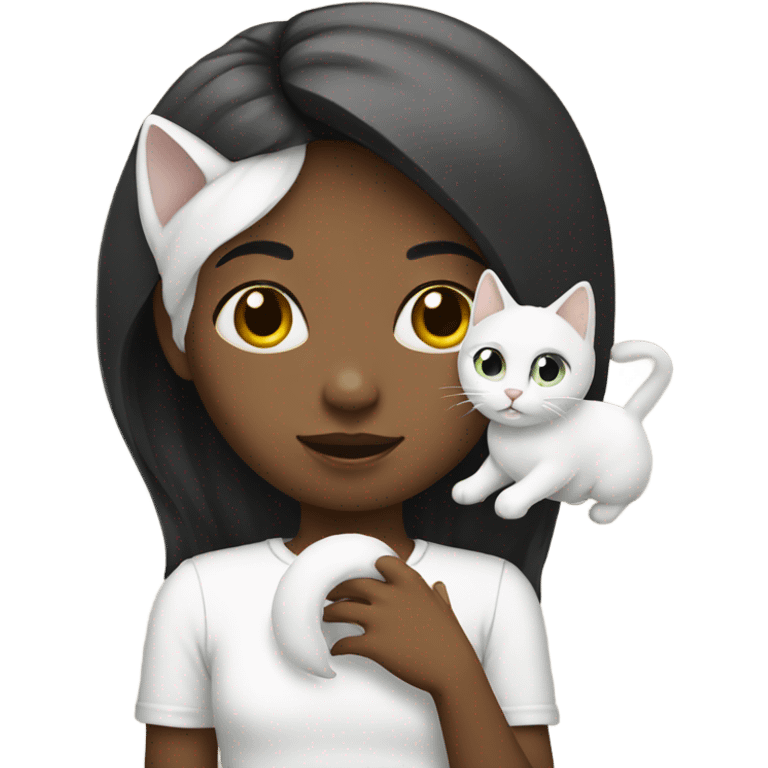  girl holding white cat emoji