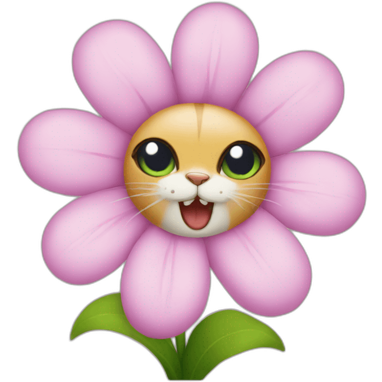 Flower with a cat face emoji