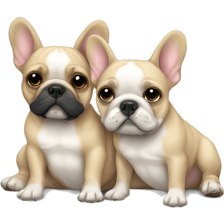 Two French bulldogs cuddling emoji