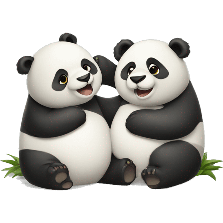 Two pandas snuggling each other emoji