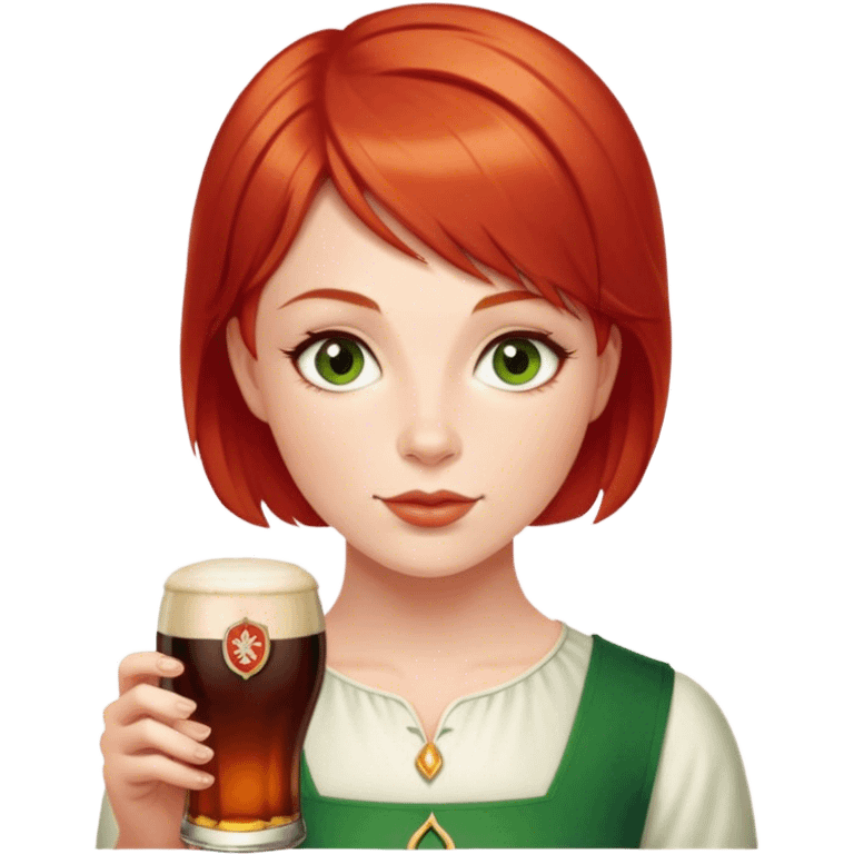 Irish short red hair Girl with Smithwick’s  emoji