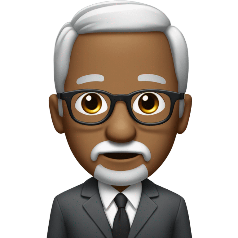 berry sanders with small round face and suit and glasses and buzz cut and small black eyes and small gray beard and small black eyes and wrinkled forehead emoji