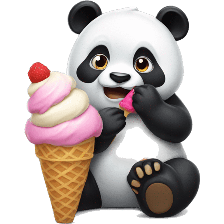 Panda eating ice cream emoji