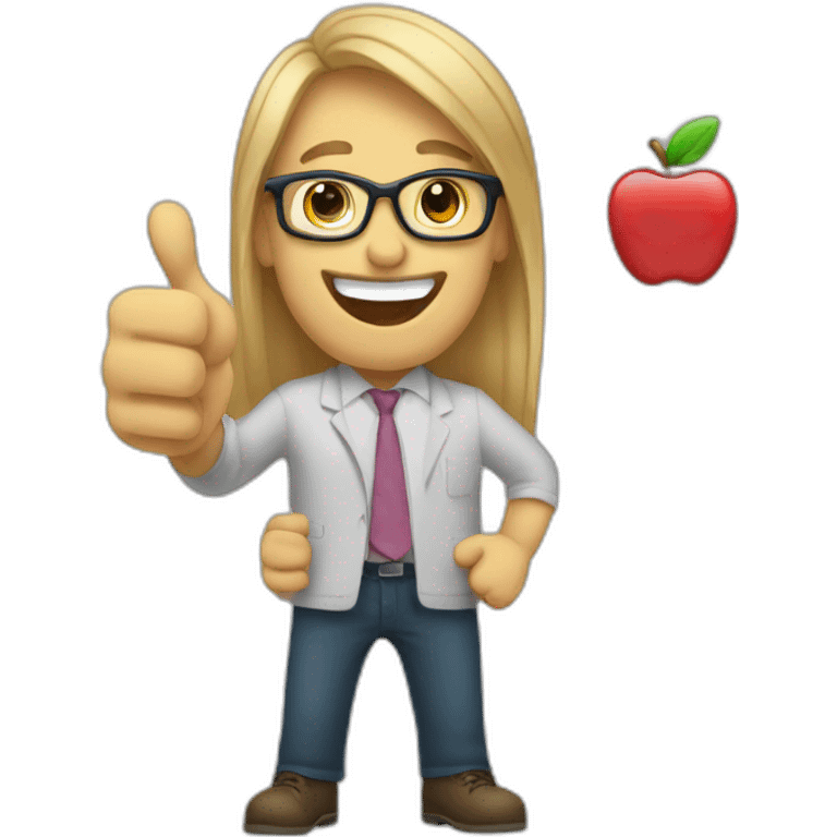 the teacher gives a thumbs up emoji