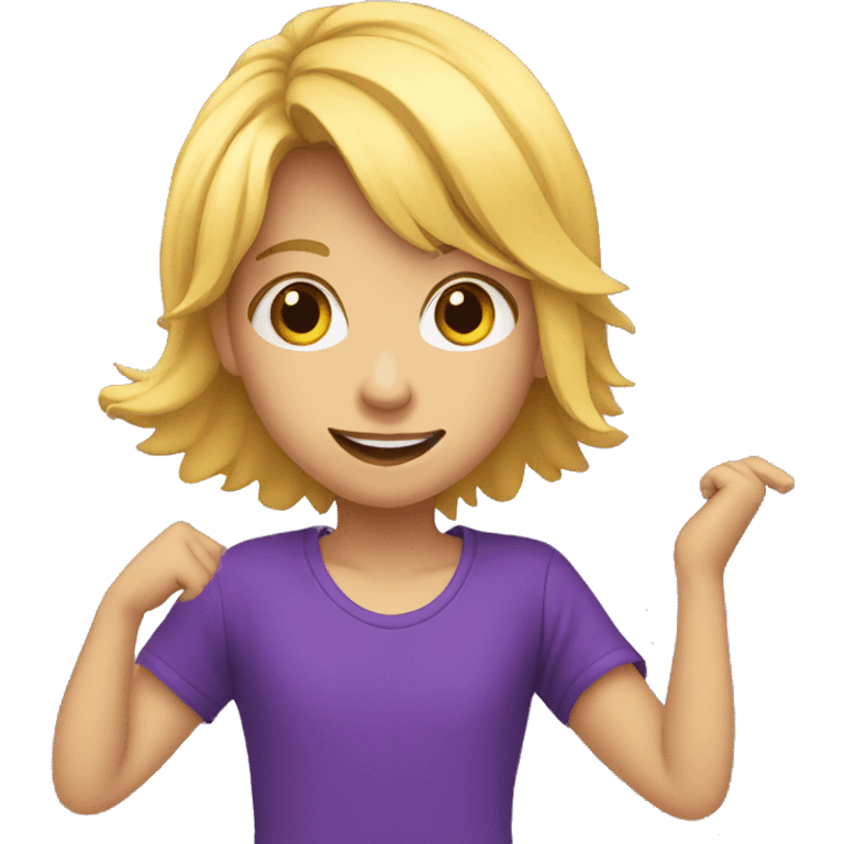 blonde kid dance with purple t shirt  emoji