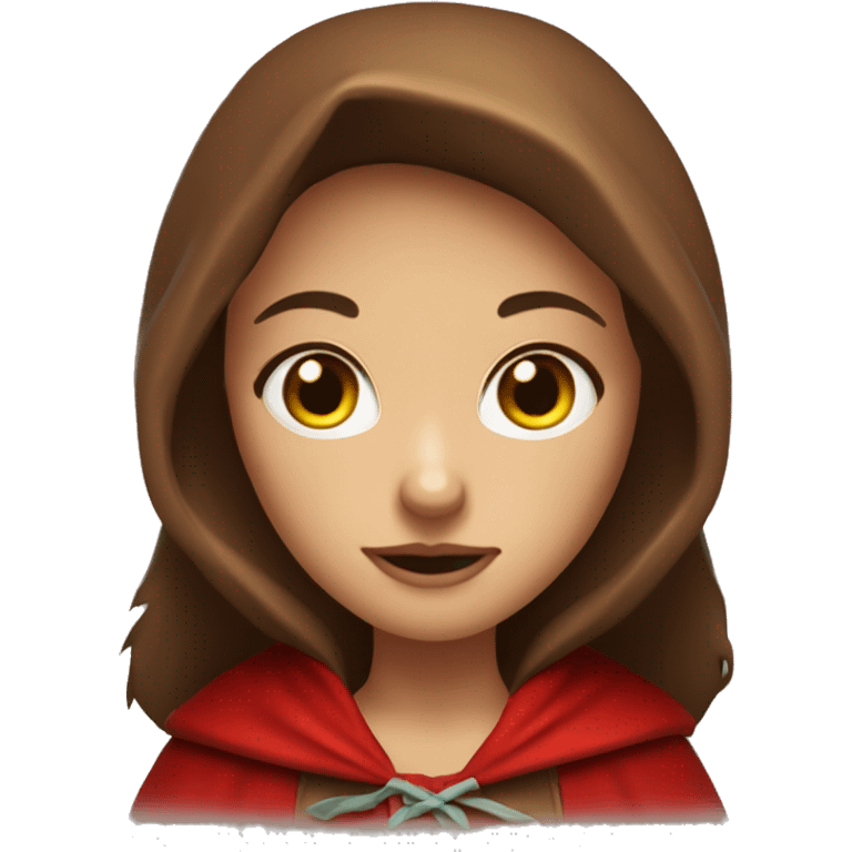 Red riding hood  wit red hood and big light green eyes long brown hair with hightlights emoji