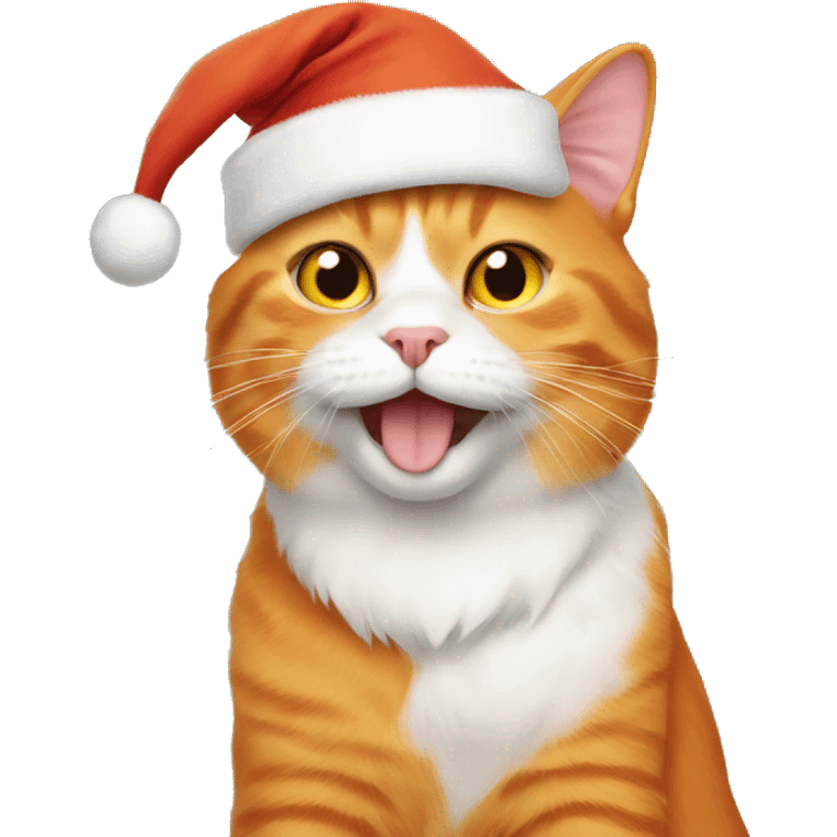 orange cat with santa hat emoji