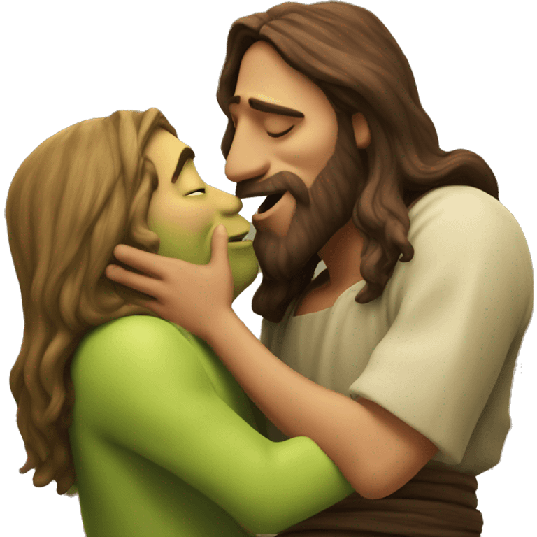 jesus kissing shrek emoji