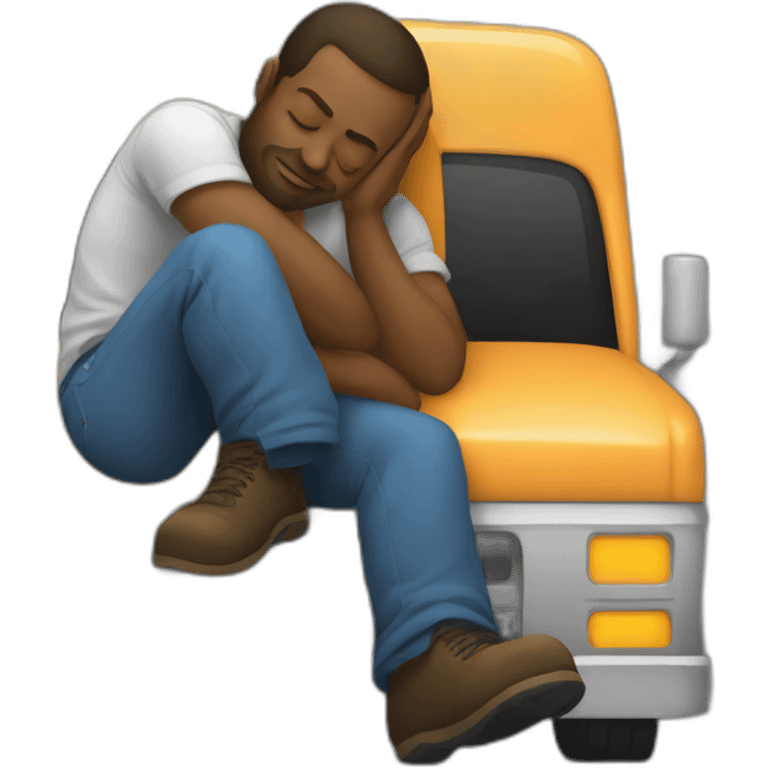 A truck driver sleeping in his truck. emoji