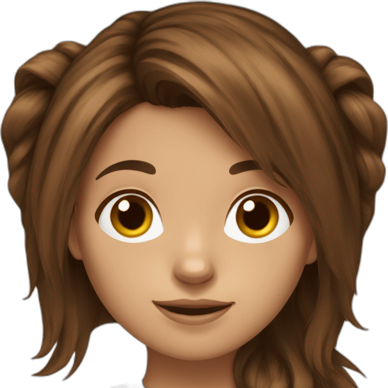 Brown haired girl with a yorkshire terrier emoji