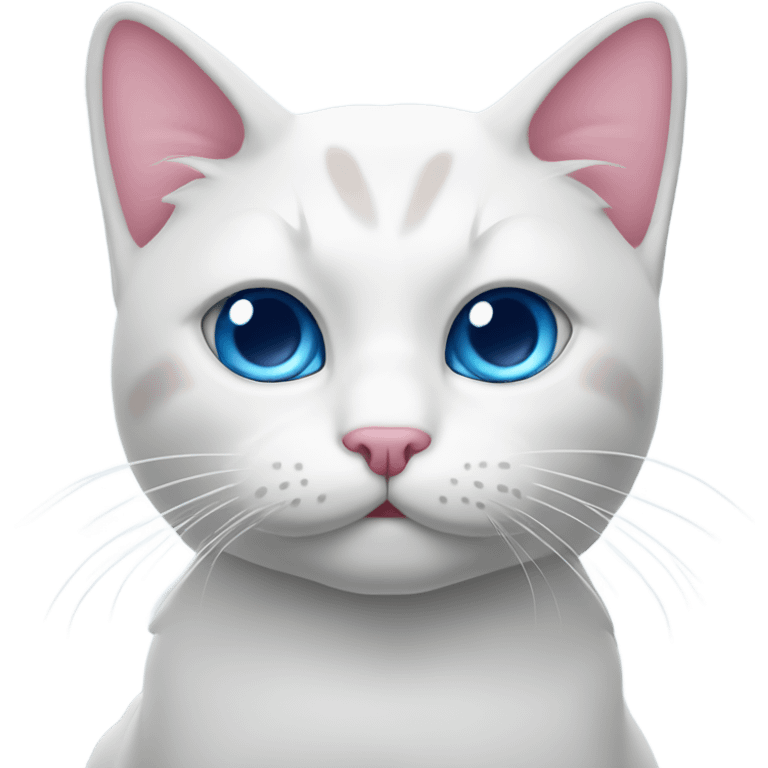 Gato blanco con ojos azules y lazo rosa emoji