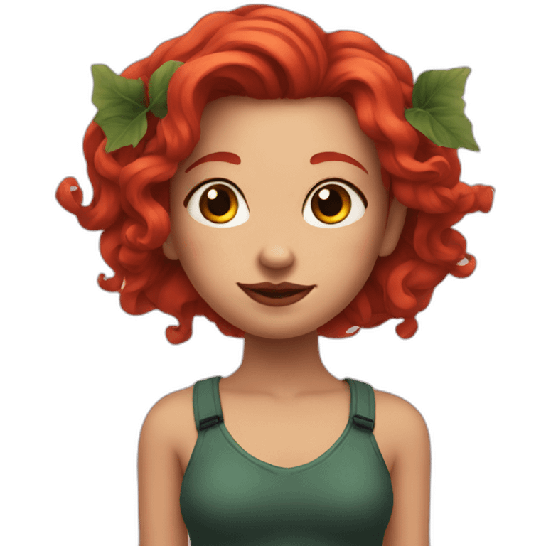 Girl with red hair and vine tattoo on shoulder emoji