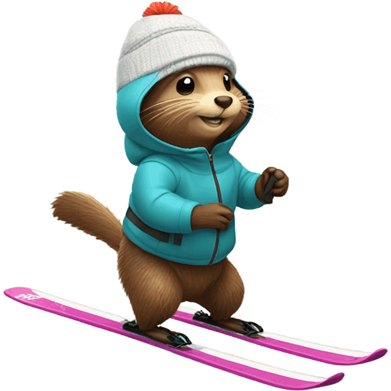 Beaver on skis emoji