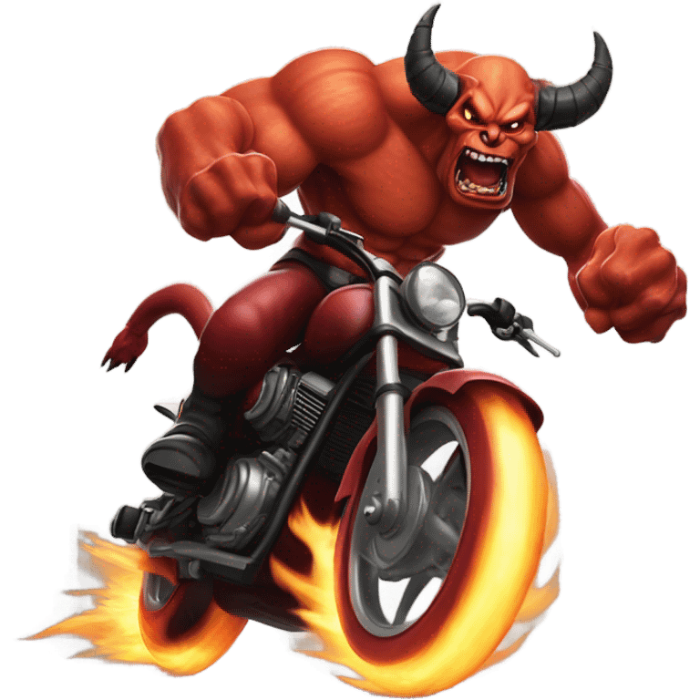 Demon doing a wheelie emoji