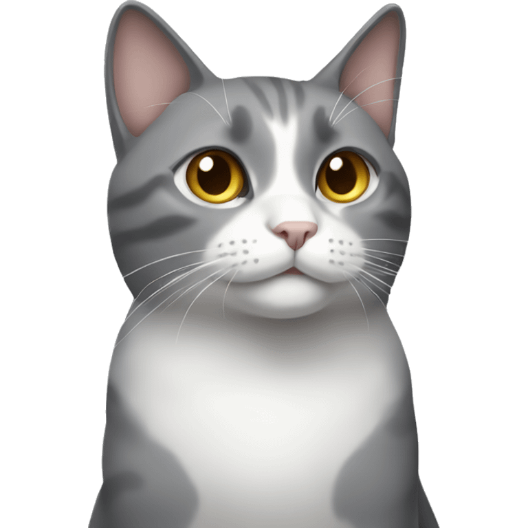 Gray cat with white chest emoji