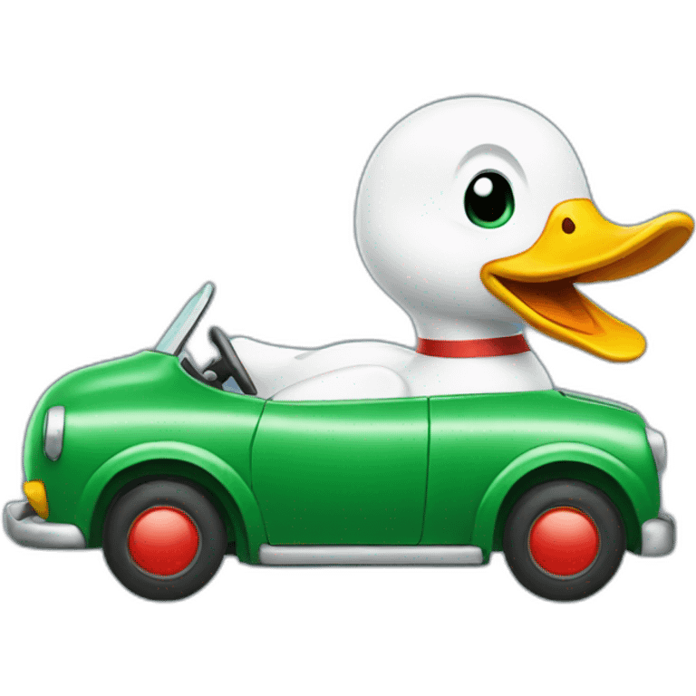 A duck driving a car emoji