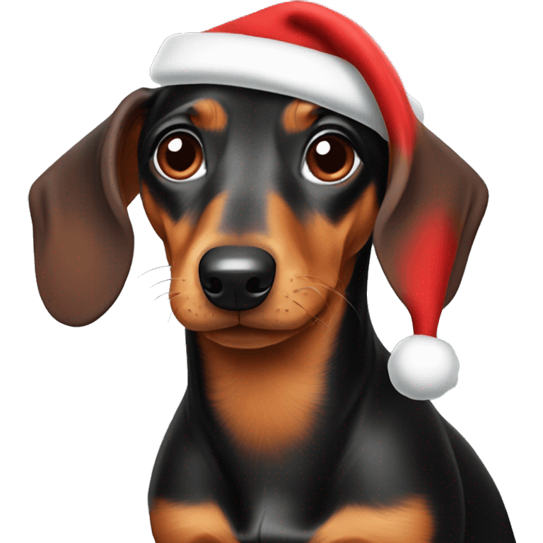 Dachshund wearing Santa hat emoji