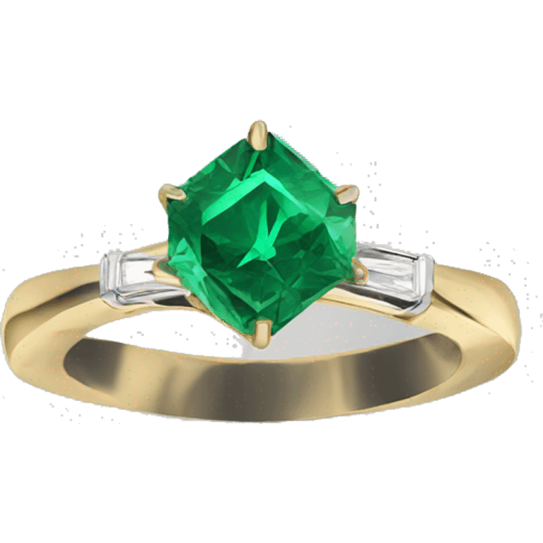 solitaire emerald diamond gold ring emoji