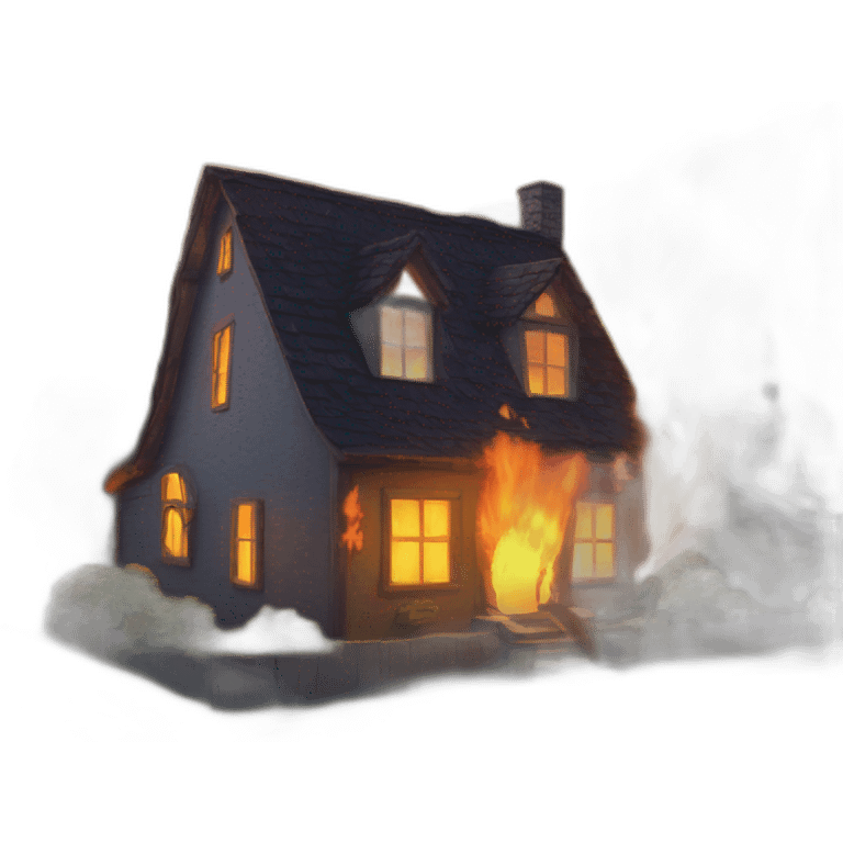 Chat sur une maison en feu emoji