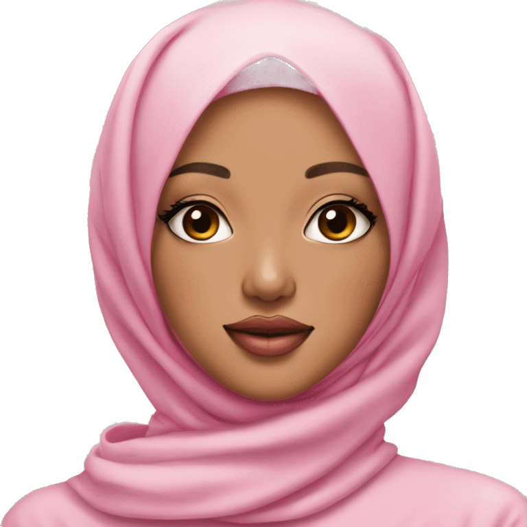 Light skinned, pink lips, asian girl with pink hijab with pink peony emoji