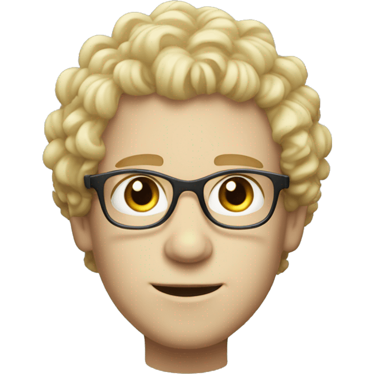 male with eye glass blonde curly hair white skin blue eyes emoji