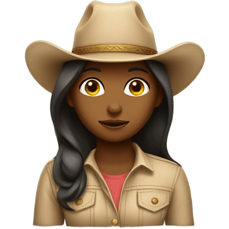 girl with beige cowboy hat emoji