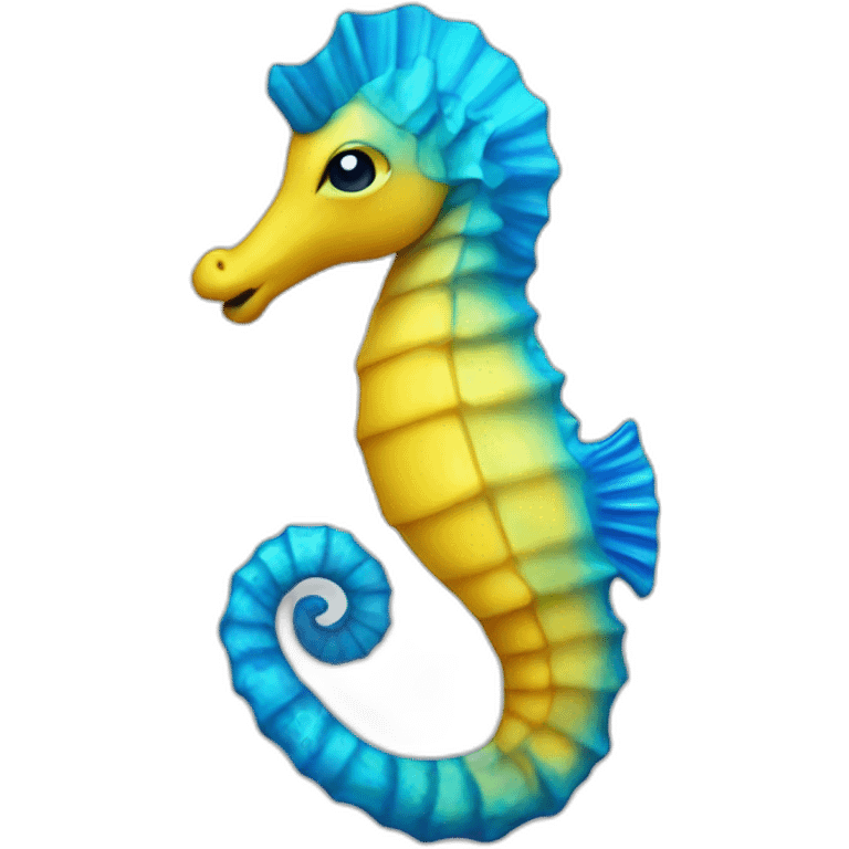 Yellow-blue seahorse emoji