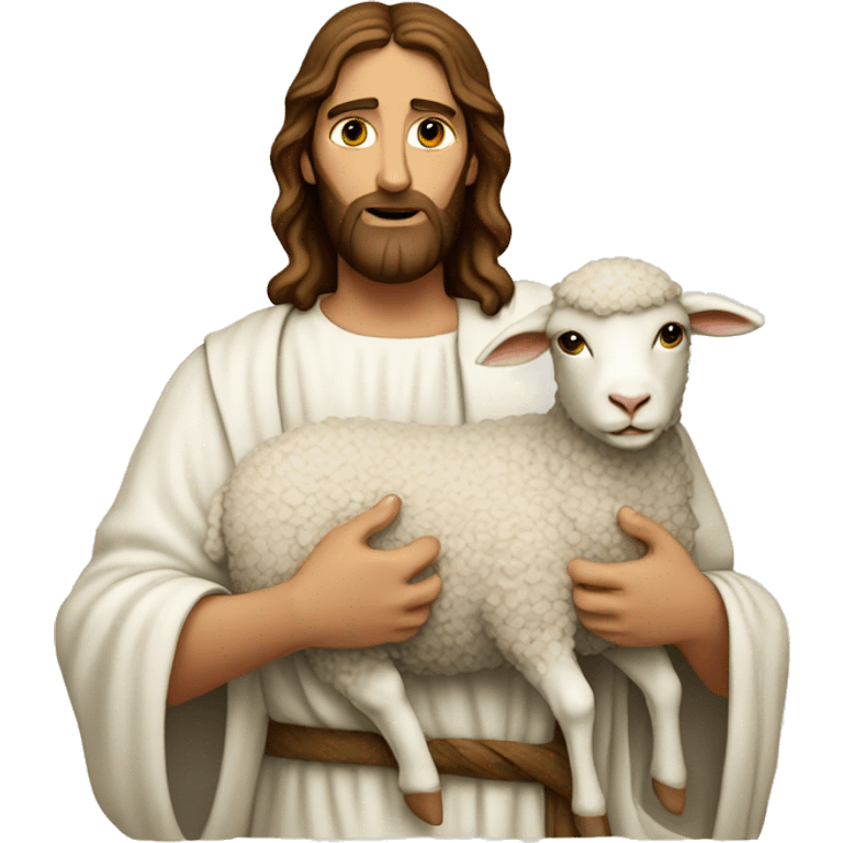 Jesus white face carrying a lamb emoji