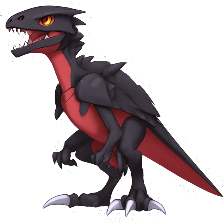  Cool Edgy Punk Black Red Digimon-Fakemon-Raptor-Genesect-Reptile full body emoji