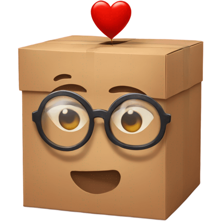 smart box with glasses above a big red heart emoji