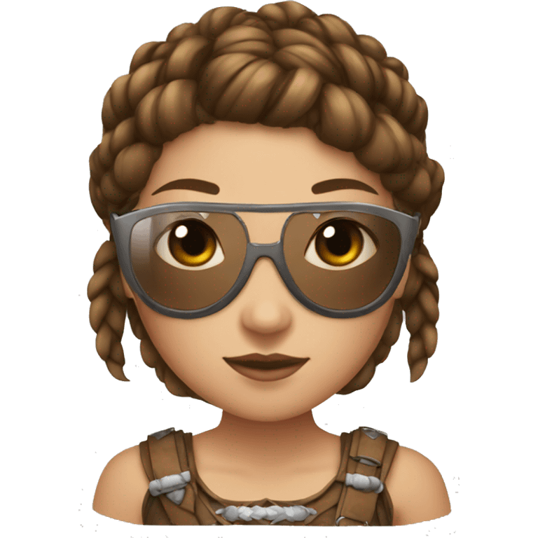 Girl gladiator with French braids, brown hair and sunglasses emoji