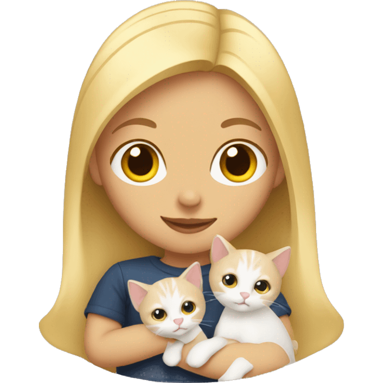 Woman with blonde hair holding kittens emoji