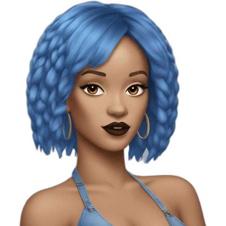 Rihanna cheveux bleu emoji