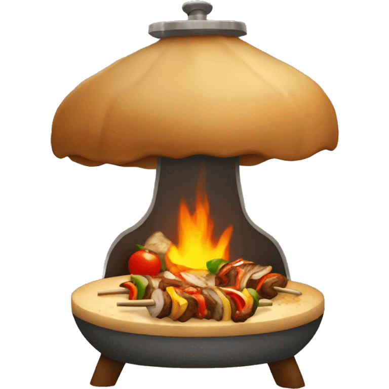 A KEBAB COOKING IN A WOOD FIRE emoji