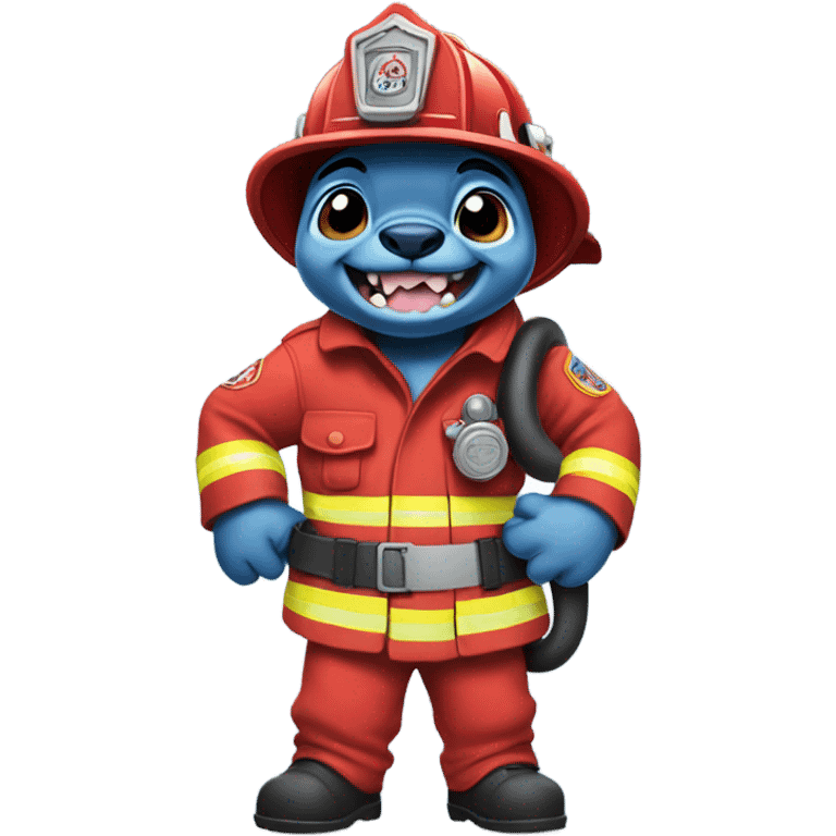 Disney stitch in a firefighter outfit emoji