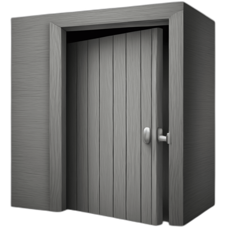 One gray wood open door perspective emoji