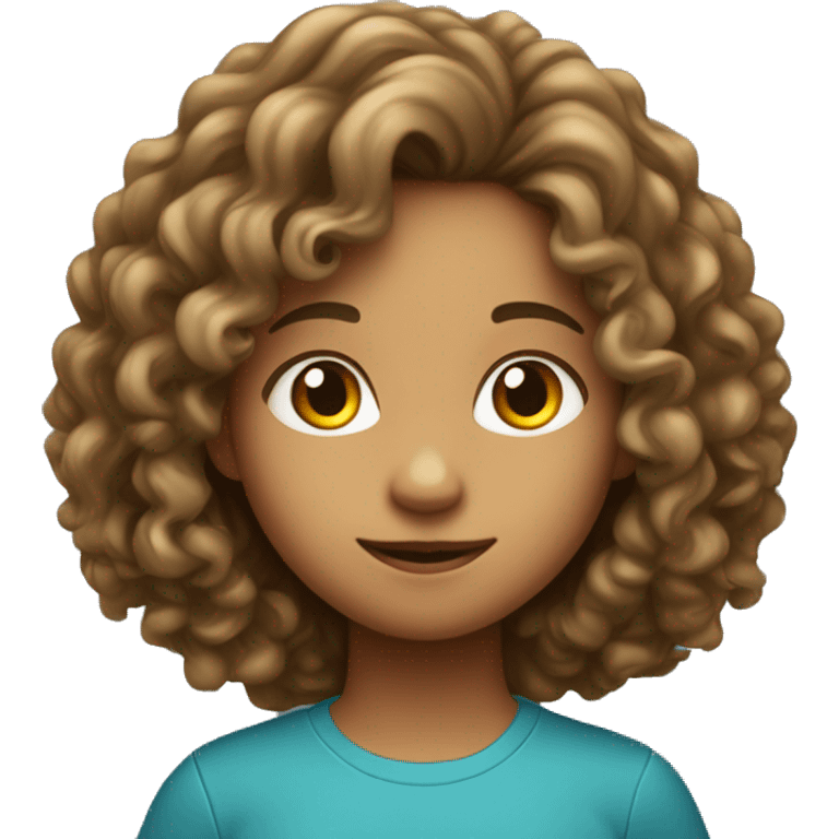 Cute girl with long curly hair majoring computer science. emoji