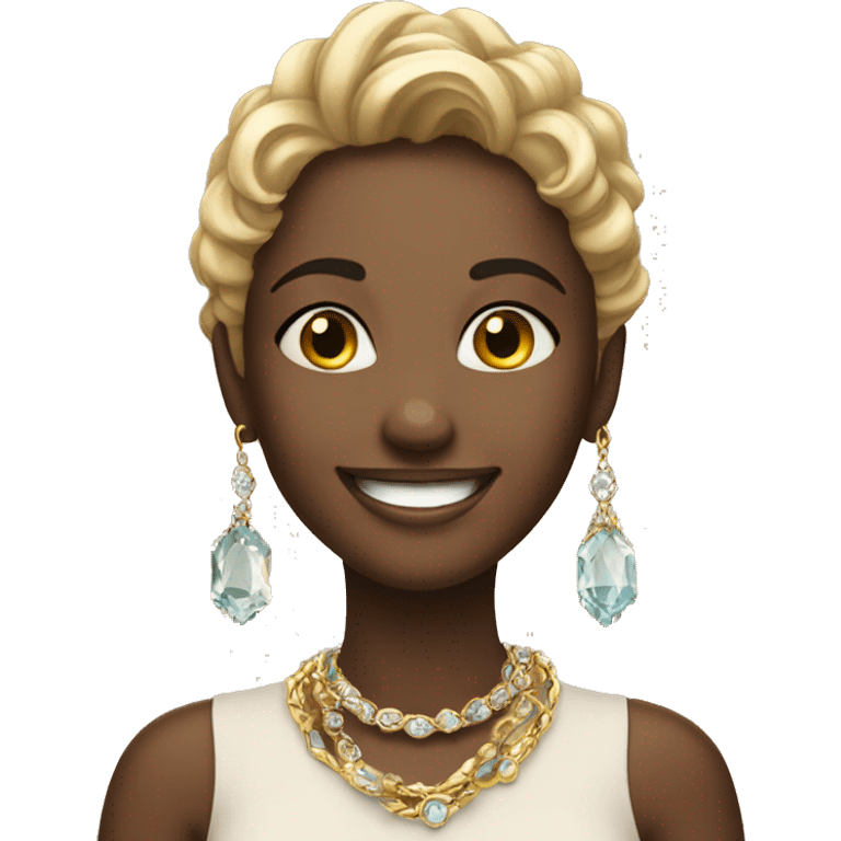 happy girls with jewelry emoji